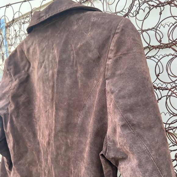 90s Wilsons Leather Maxima Brown Harry Potter Dark Academia Trench Coat LARGE - Picture 8 of 8